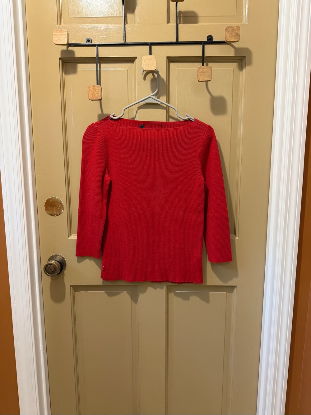 Ralph Lauren Red 90s Boatneck Knit Sweater